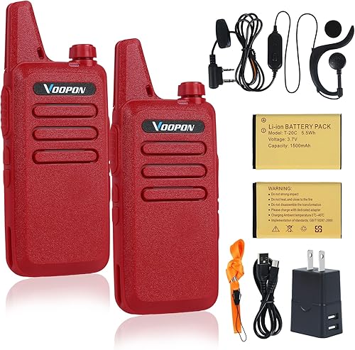 Miniatura 10 de Walkie Talkies recargables para adultos, 22 canales FRS, radios bidireccionales con auriculares, mini transceptores VOX de largo alcance para