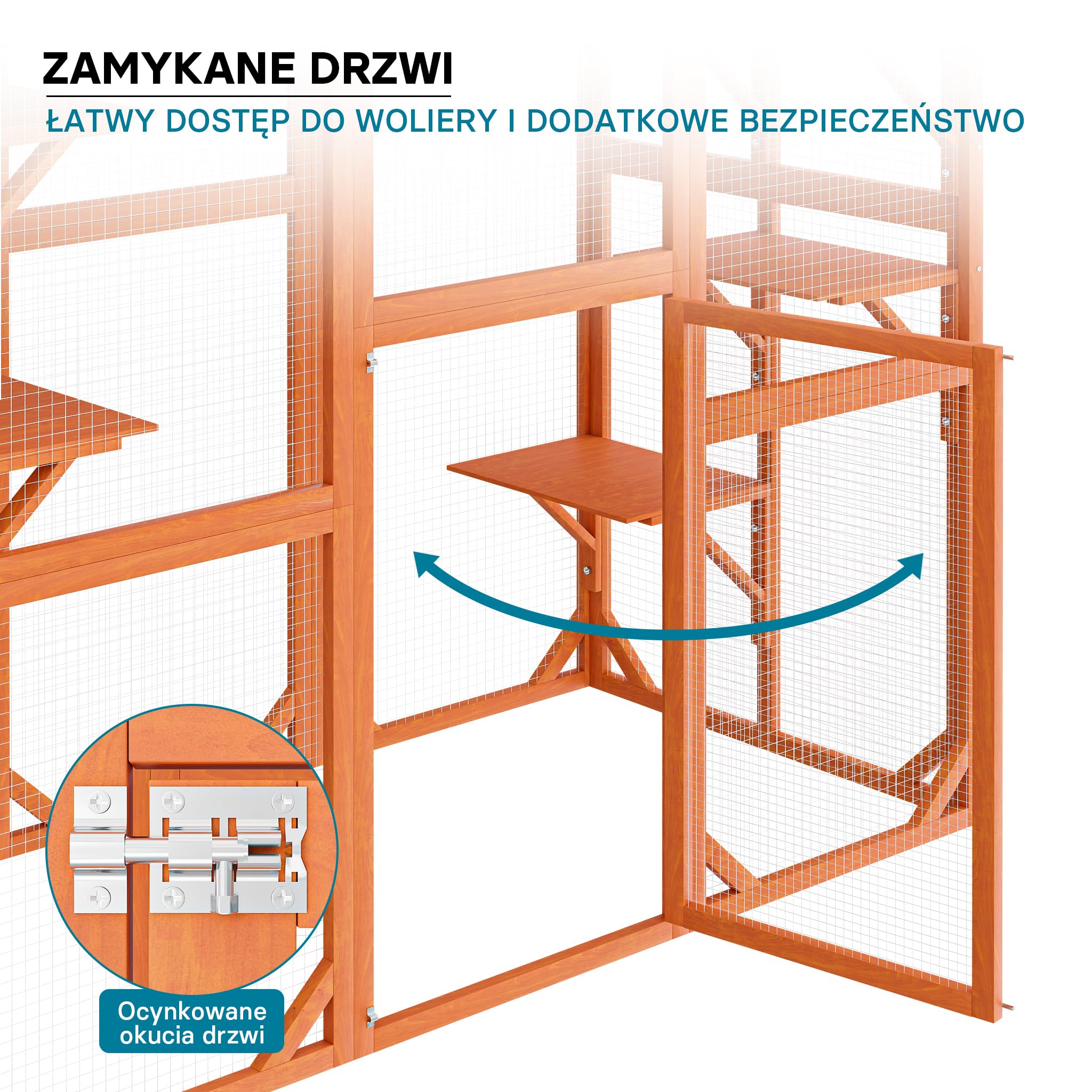 Wiltec Woliera dla kota 68 x 82 x 166,5 cm, wybieg na balkon i do ogrodu, bezpieczna klatka z siatką ochronną, 6 poziomów, stabilna konstrukcja