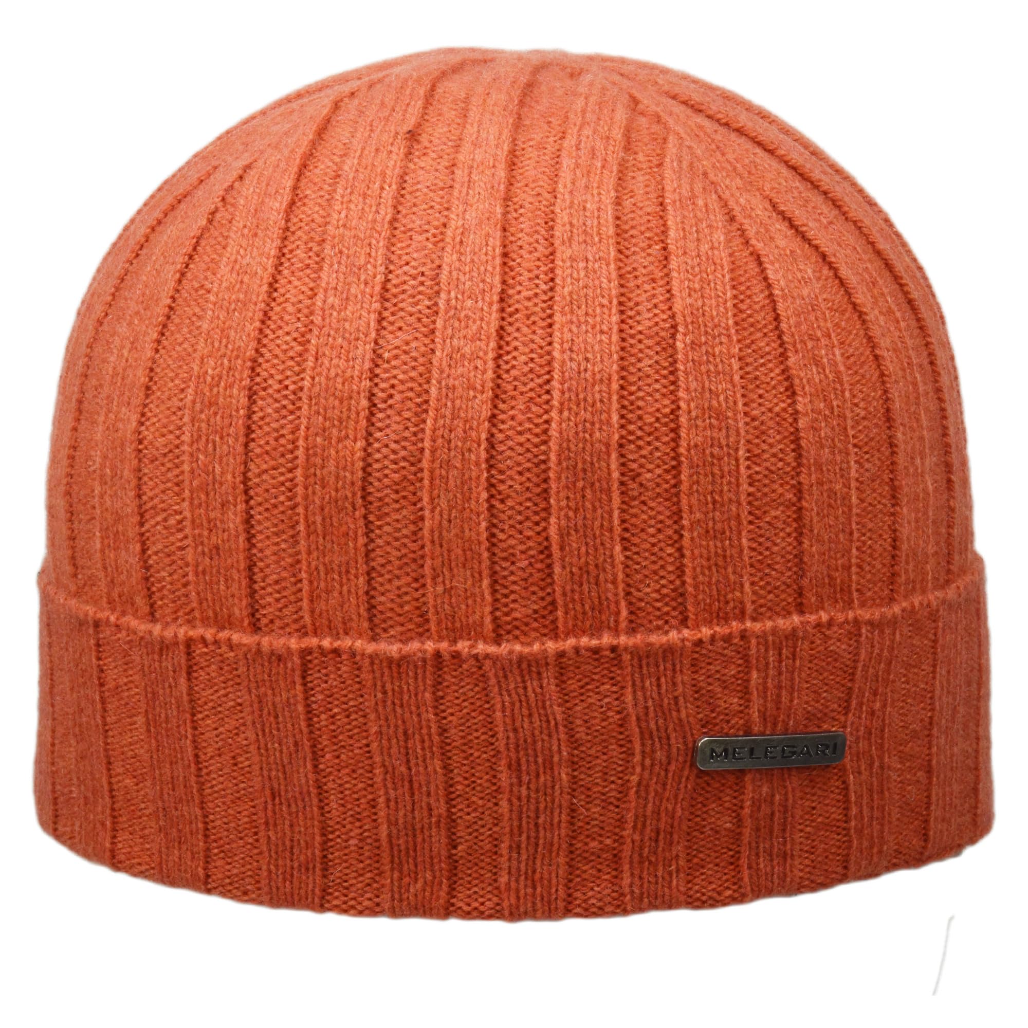 Melegari Men's Orange Belluno Knitted Beanie Hat | 100% Recycled Cashmere | Recycled And Sustainable Cashmere | Environtally Friendly And Economical | Lightweight 50 G | Made In Italy, 54-63