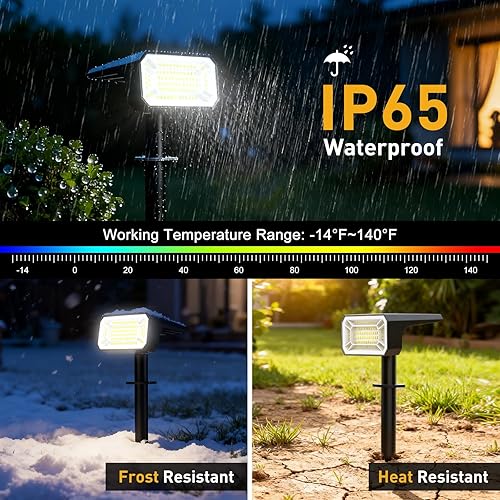 Miniatura 4 de Focos solares para exteriores, impermeables, IP65, 8 paquetes100 LED4 modos 2 en 1, focos solares de paisaje, luces de inundación con encendido y