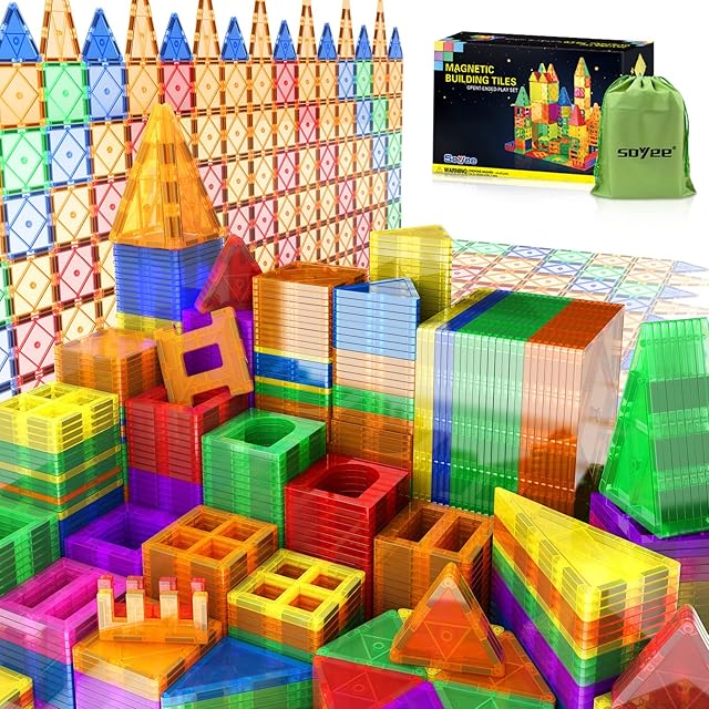Magnetic Tiles 102PCS Building Blocks for Kids Construction STEM Toys for Boys and Girls Strong Magnet Montessori Toys Kids Activities Games - Advanced Playset