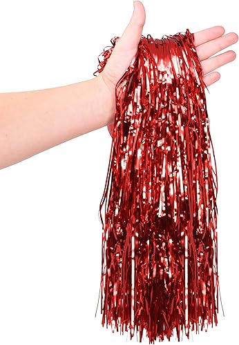 Miniatura 2 de Mandala Crafts Guirnalda de oropel rojo  Guirnalda de flecos de oropel de carámbanos de oropel  20 pulgadas x 20 pies de largo, pancarta de flecos