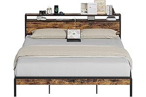 IRONCK California King Bed Frame with Storage, USB and Outlets