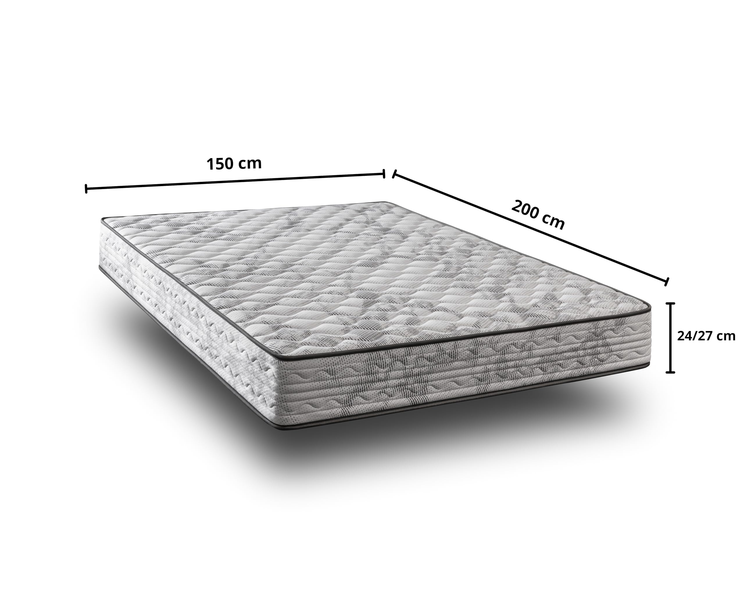 Colchón 150 x 200 cm Viscoelástico Zeus | Altura 24cm | Firmeza Alta para Soporte Lumbar | Oeko Tex | Transpirable y Ortopédico | Hecho en España.