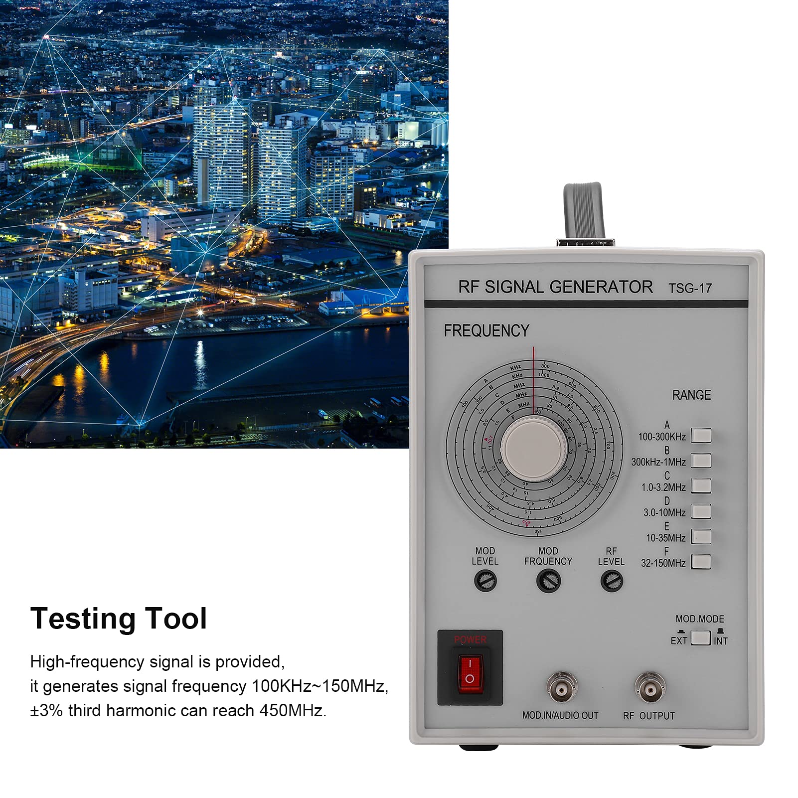 Generador de Señales TSG-17, Generación de Funciones de Alta Precisión de Alta Frecuencia para Dispositivos y Circuitos Electrónicos, Hierro, Portátil, para Medir