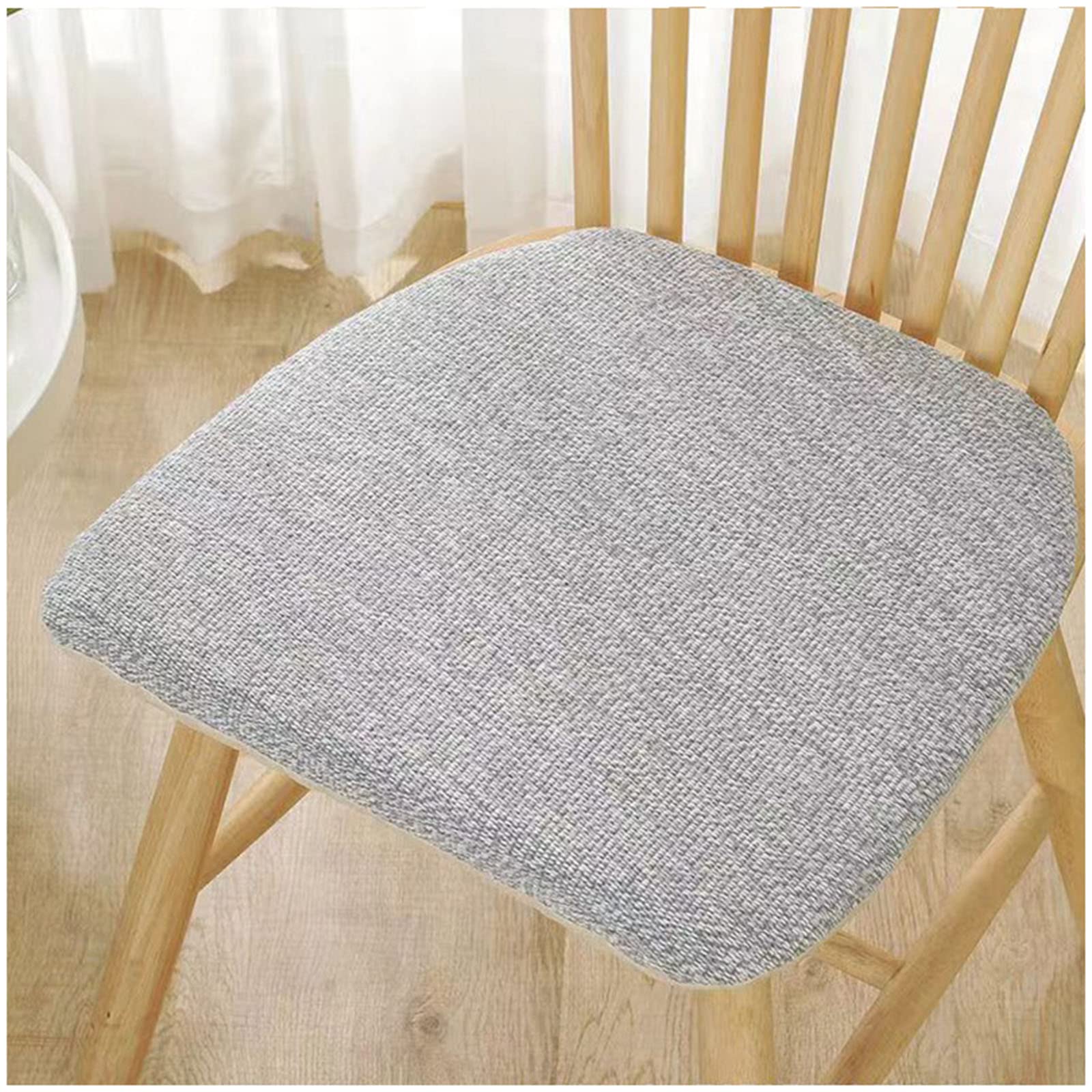 ZTGL Cotton Linen High Density PP Cotton Chair Cushions, Slip Resistant Backing, Chair Cushions Washable, Kitchen, Office Chairs, Computer Desk Seat Pad Cushion,Grey,40x43cm
