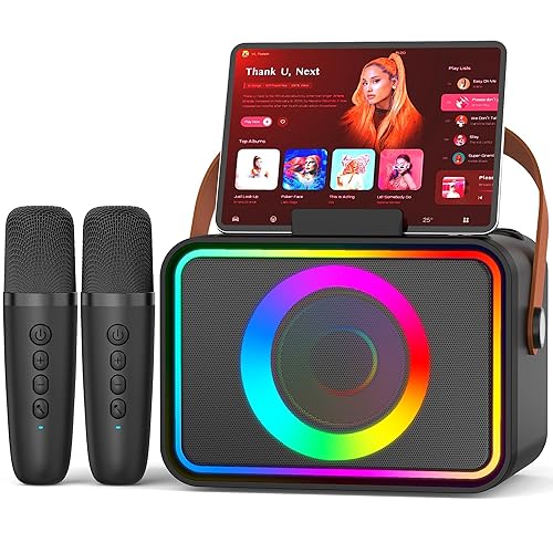 Machine de karaoké avec 2 Microphones pour Adultes et Enfants,