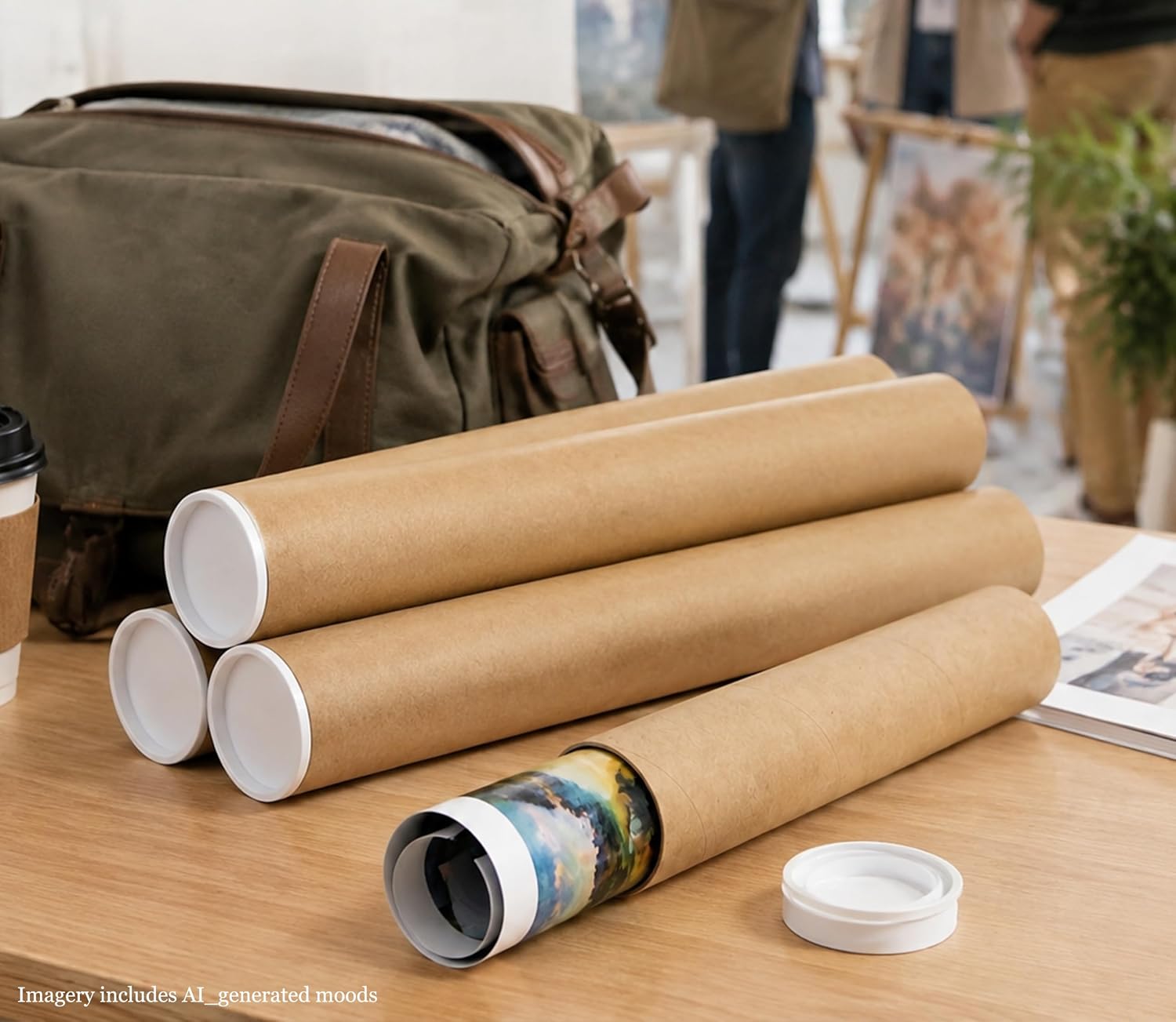 Shipping Tubes with Caps, Cardboard Mailer Tubes for Shipping Posters, Art and Blueprints, Heavy Duty Poster Tube Shipping, Mailing Tubes for Documents and Storage (36, 2 x 12.2”)
