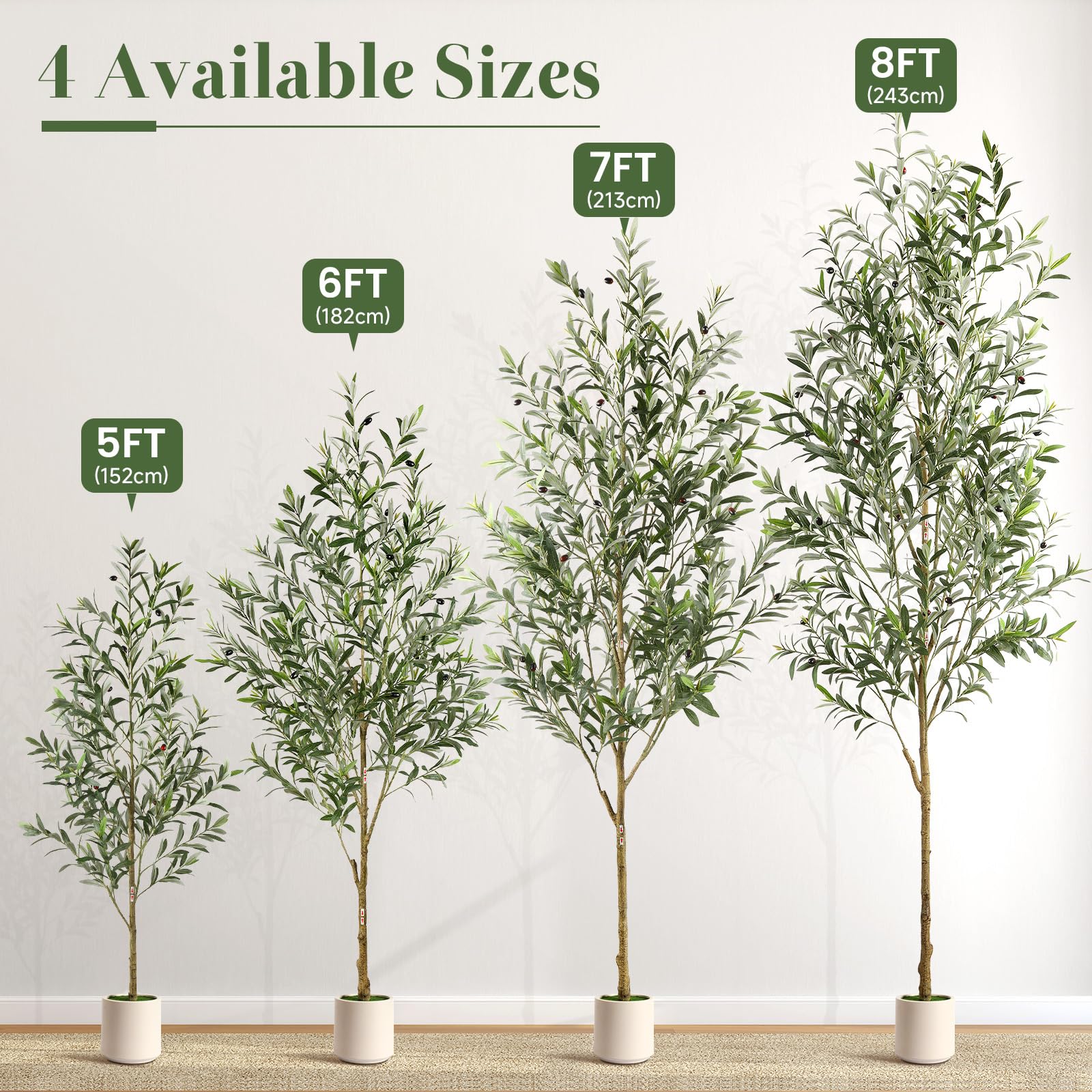 Alupssuc 180cm Olivo Artificiale, Albero di Ulivo Artificiale Piante Finte da Interno Piante Finte Perfette in Vaso, Decorazione Realistica in Vaso per Interni ed Esterni per Soggiorno e Ufficio