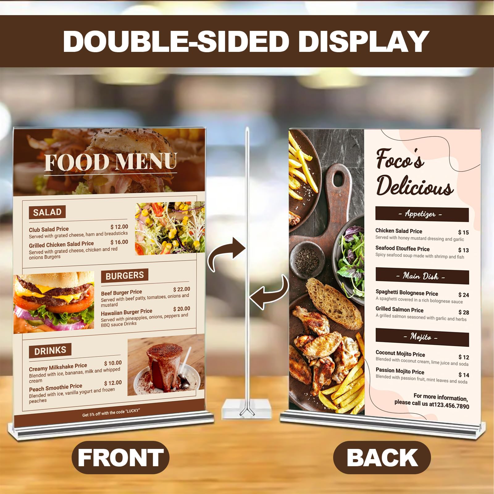 A4 Menu Holders , 4 Pack T-Shape Double-Side Acrylic Sign Holder, Clear A4 Poster Holder Display Stand for Tables Office School Home Restaurant 29.7 x 21cm - Image 4