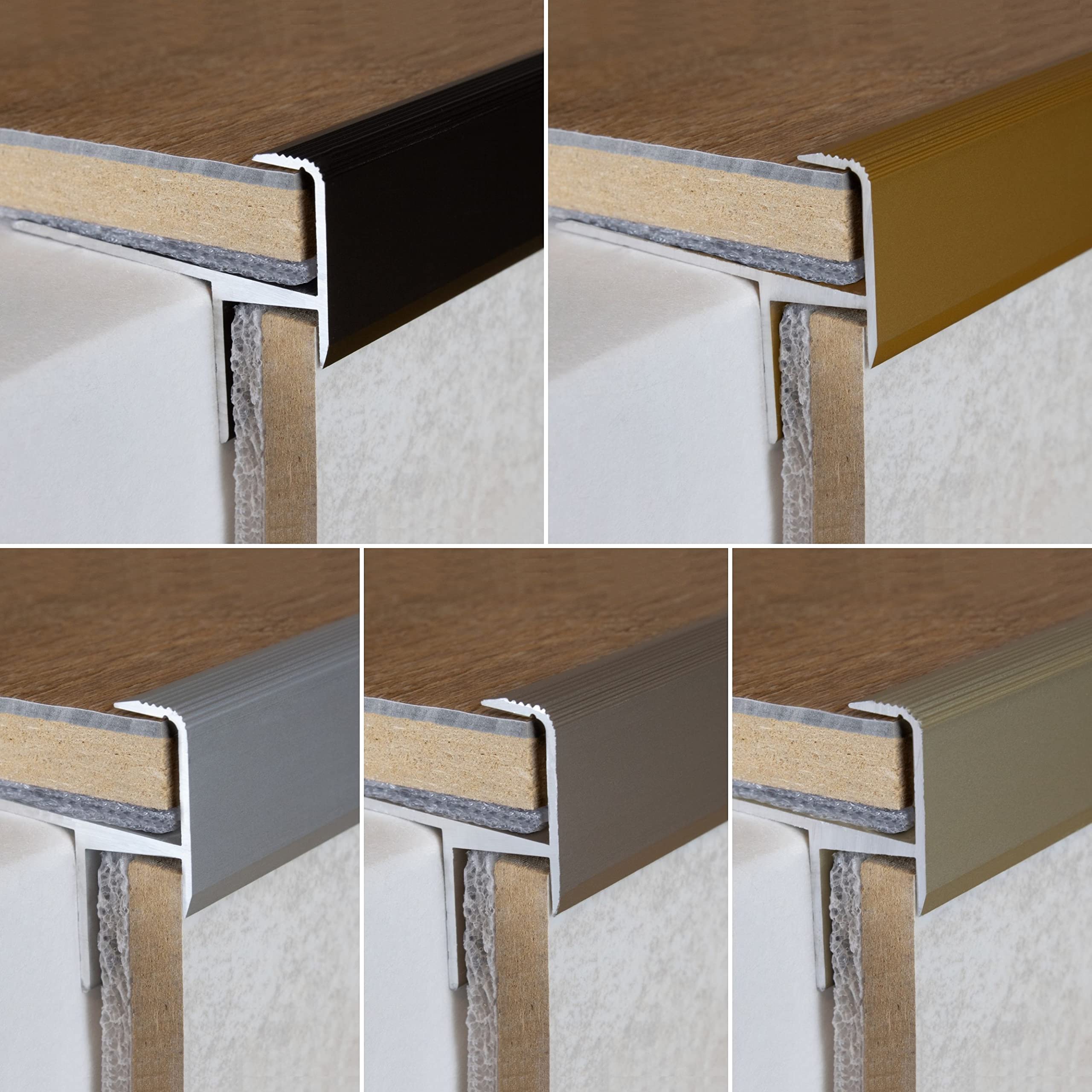 Nez de marche plat perforé alu anodisé STANDERS, l.35 x Ep.3 mm, L.1 m
