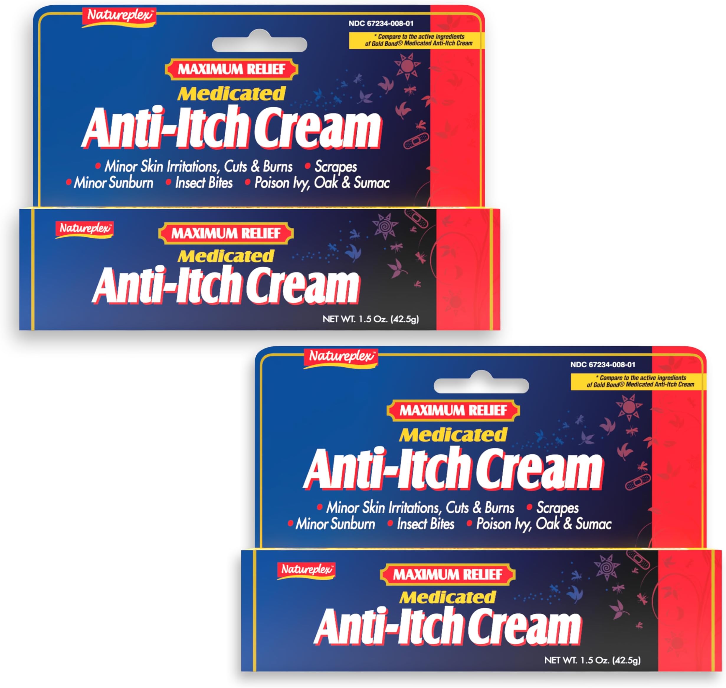 Natureplex Maximum Relief Medicated Anti-Itch Cream 1.5oz (2 Pack) – Fast Relief for Rashes, Bites, Sunburn, Cuts, Burns, Poison Ivy & More – Cooling Menthol & Pramoxine – Made in USA