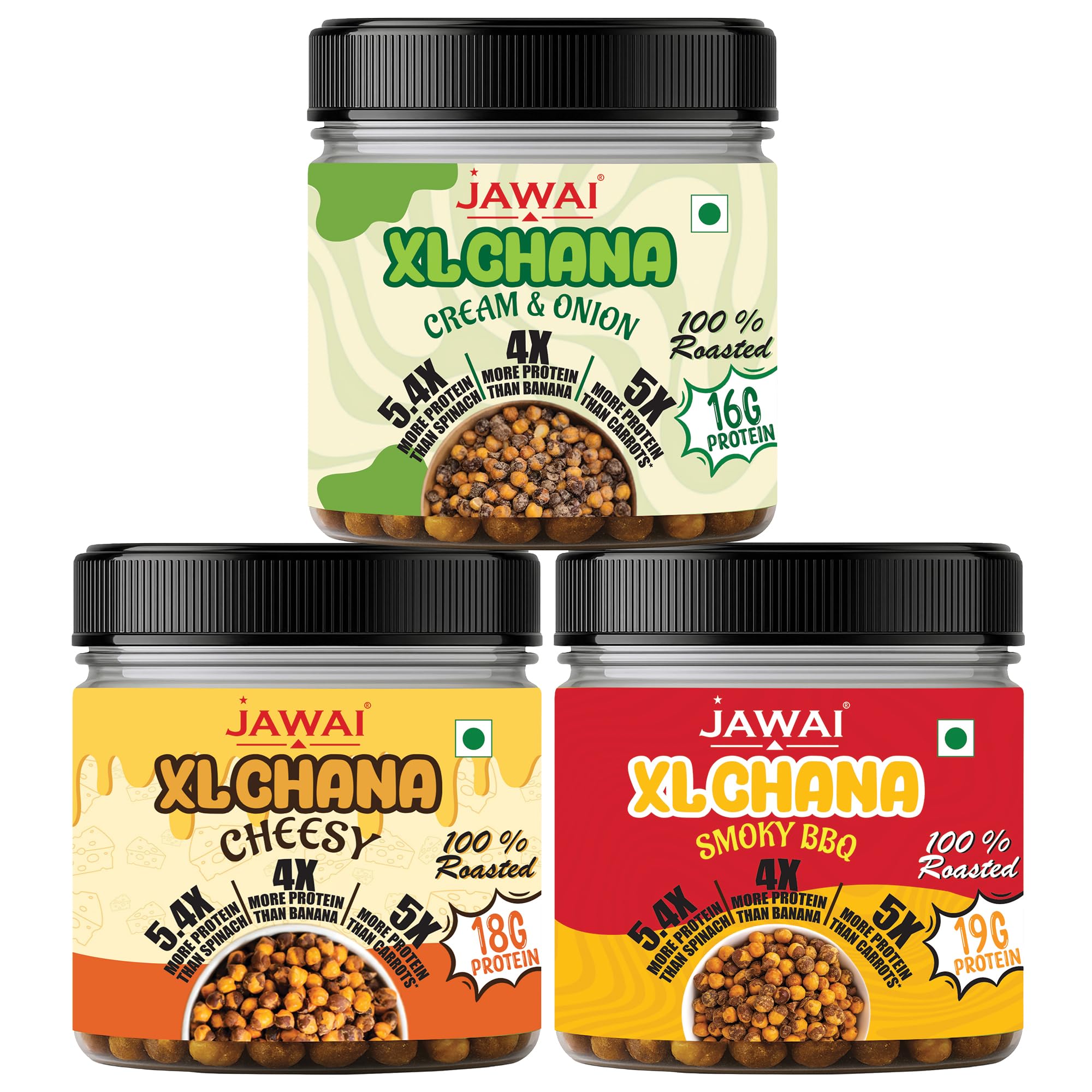 JAWAI XL Roasted Chana | 19g High Protein Super Snack | Whole Skin