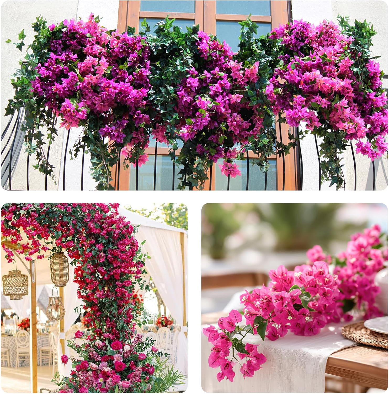 10 Pcs Artificial Bougainvillea Flowers – 30" Faux Bougainvillea Branches with Silk Petals, Realistic Single Stem Bougainvillea for Home Wedding Table Party & DIY Floral Decor (Purple)