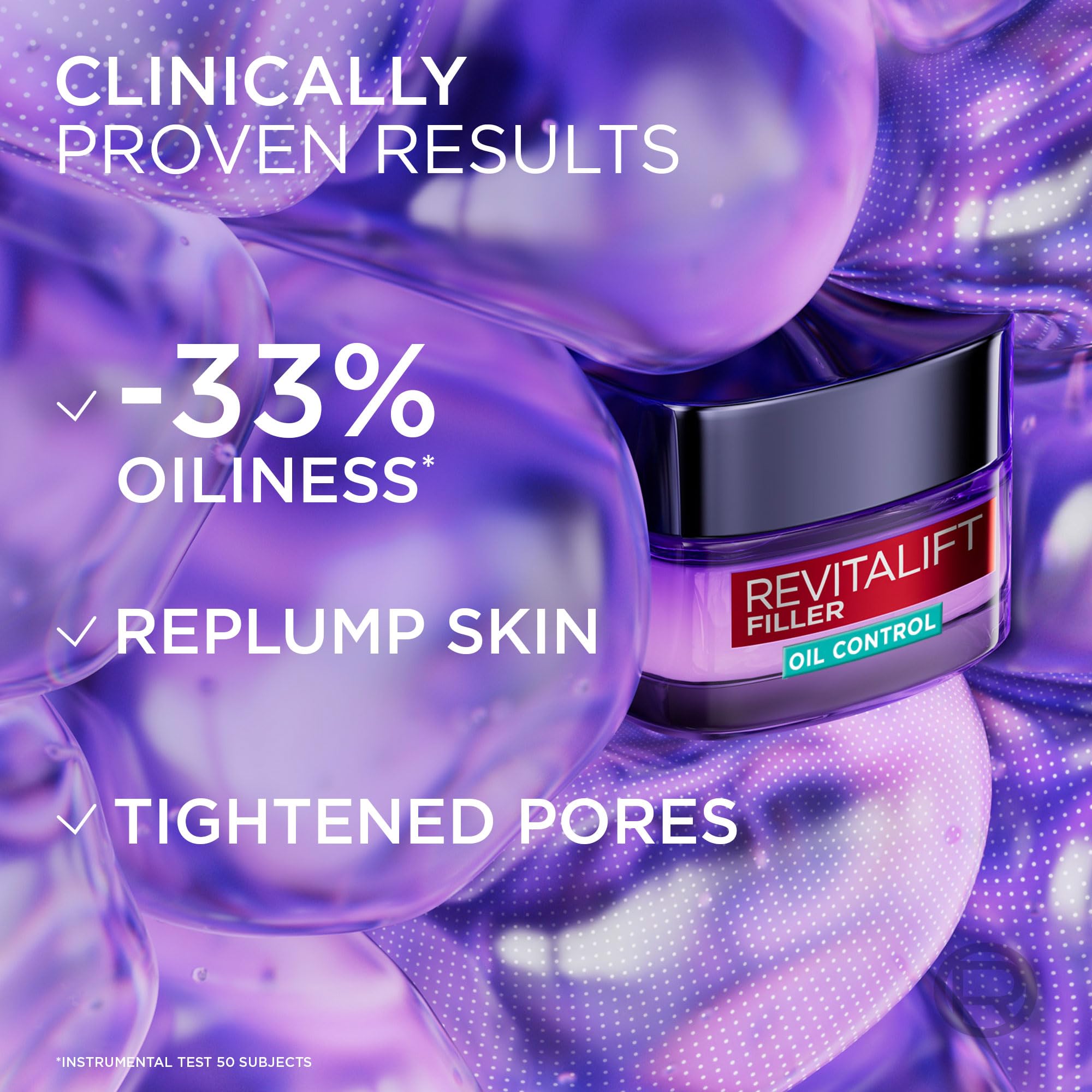 L'Oréal Paris Revitalift Filler 8H Oil Control Hyaluronic Gel Cream, Reduces Oiliness & Mattifies Skin, Gel-texture cream - Image 2