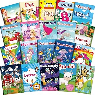 OSIMIG 20PCS Colouring Books for Children Ages 2-8, Mini Colouring Books for Party Bags, Kids Colouring Book for Girls and Boys, Includes Themes Like Unicorn,Mermaid,Dinosaur,Underwater World,Animal