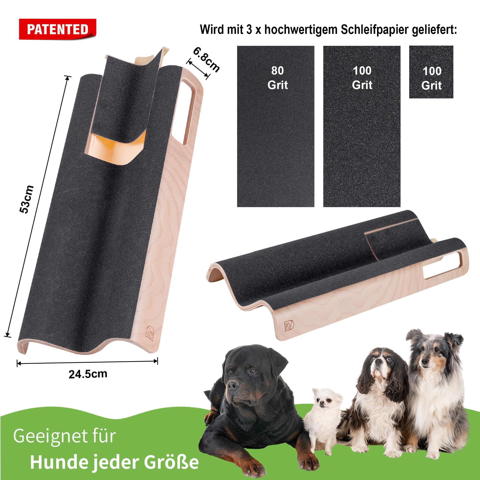Rascador de uñas en Forma de M para Perros con Caja de premios, Lima de uñas para Perros y facilita el acortamiento de Las uñas Laterales (XL, con Caja de premios)
