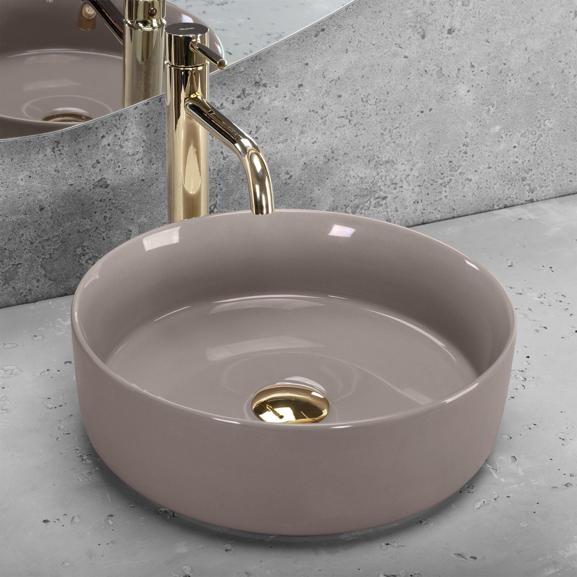 Lavabo Sobre Encimera Rea Sami Shiny Beige