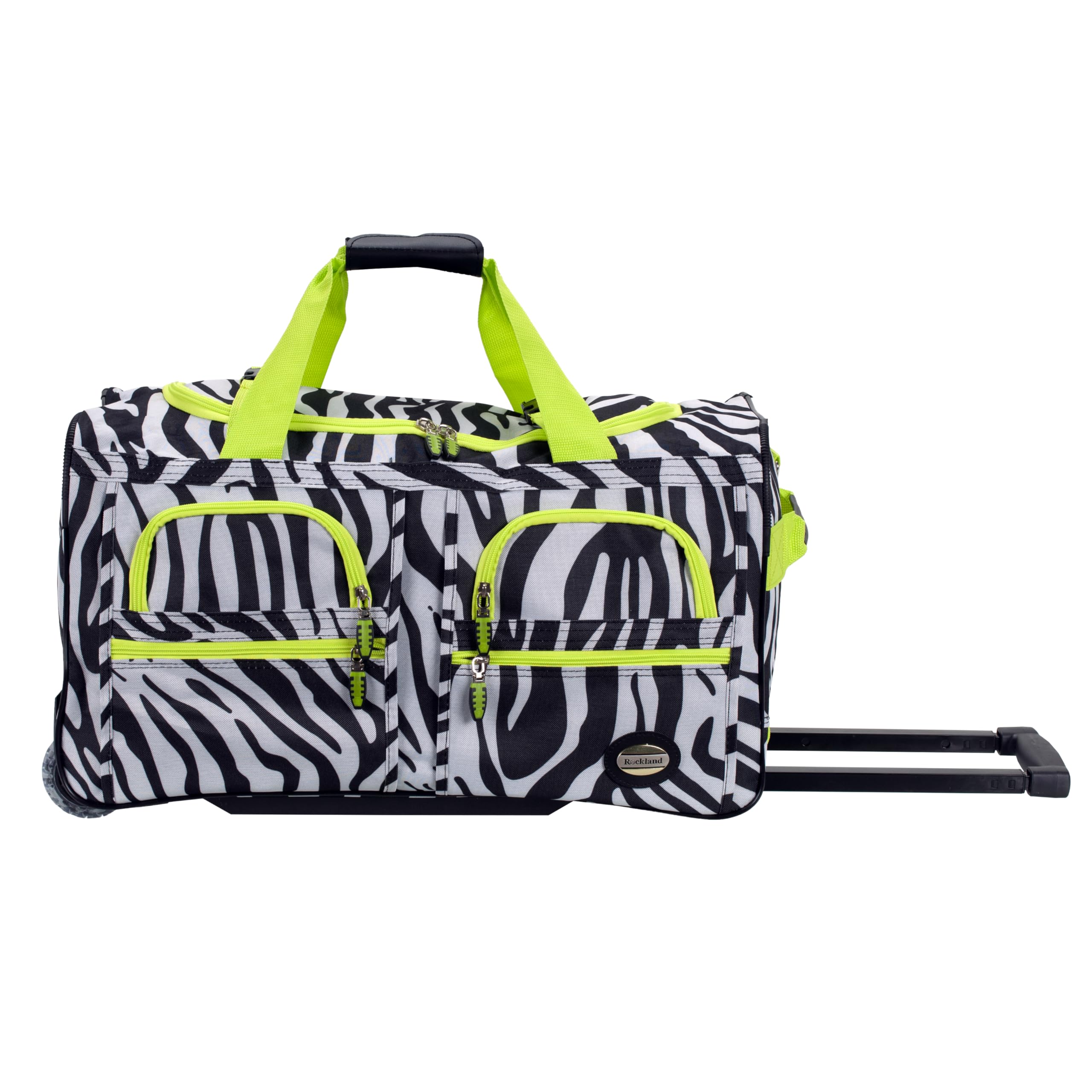 Rockland Rolling Duffel Bag Rolling Duffel Bag, Einheitsgröße, Reisetasche mit Rollen, Zebra Lime, 22", Melbourne Hardside - Trolley espandibile con ruote girevoli