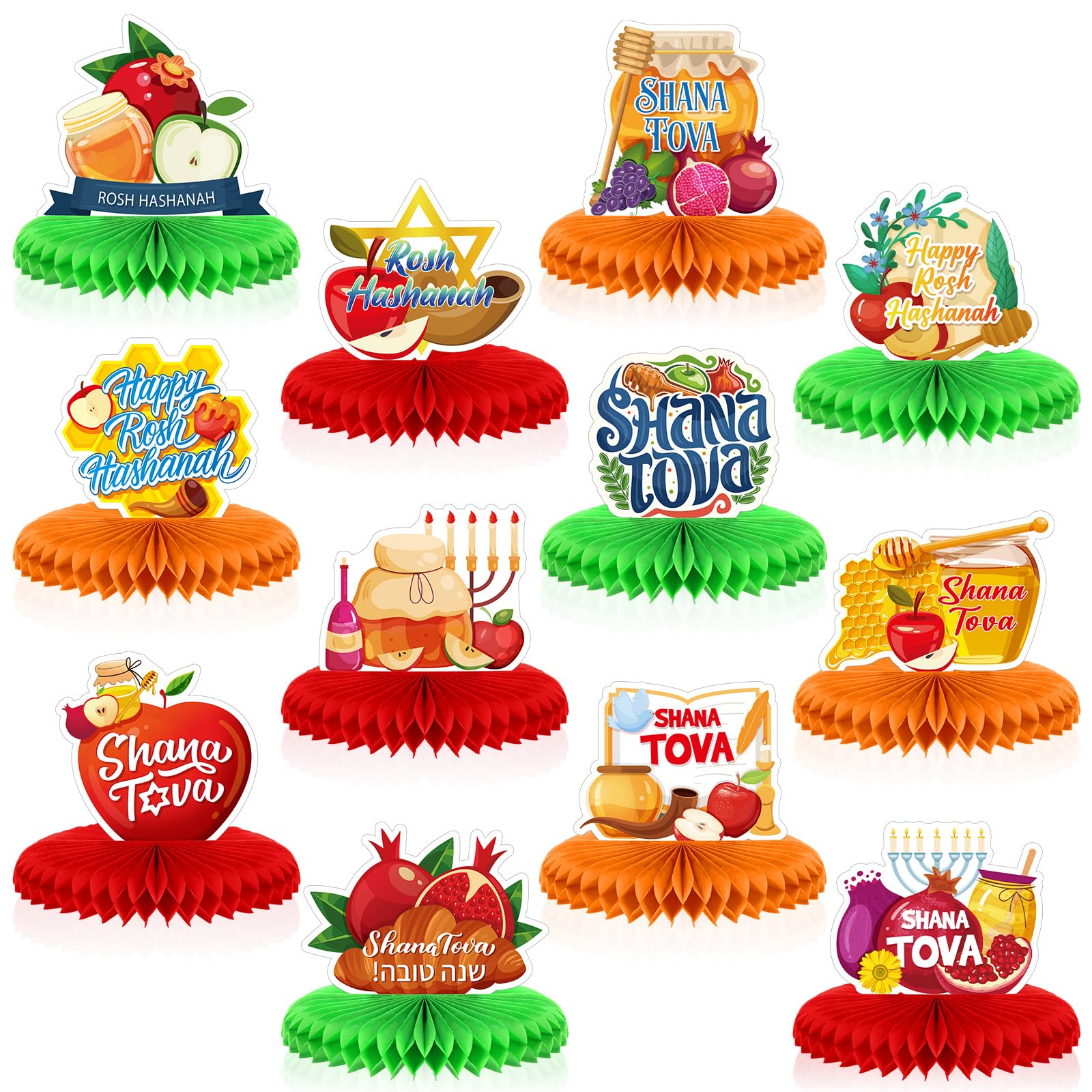 Libima 12 Pcs Rosh Hashanah Honeycomb Centerpieces Rosh Hashanah Decorations Shana Tova Honeycomb Centerpieces Table Decorations for Jewish New Year Party