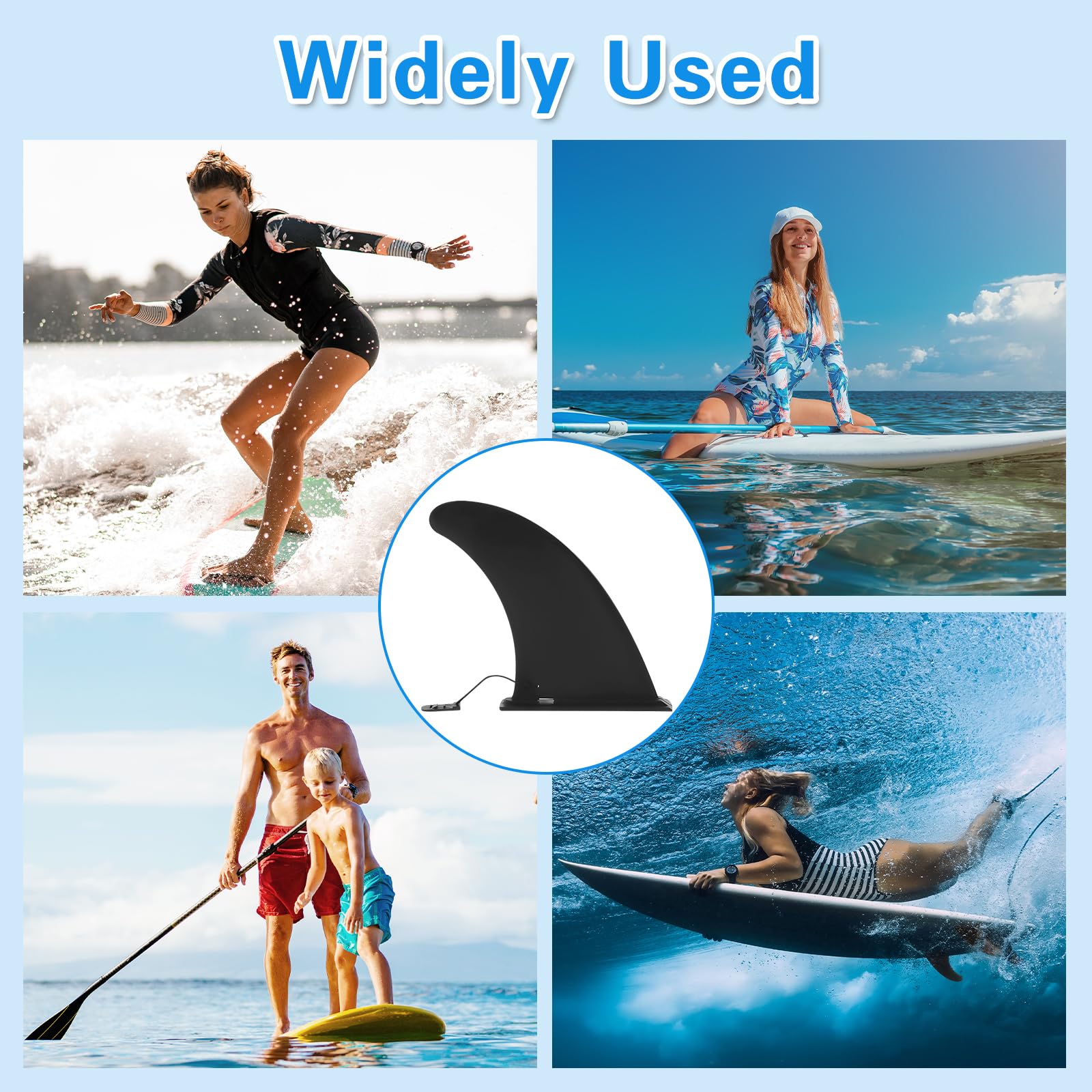 Pinna SUP, Pinna Universale Rimovibile, Pinna Tavola Surf, Nylon Pinna Centrale, Tavola da Surf SUP Fin da 9 Pollici, Longboard Singola Pinna, per Pinne, Adatto per Tavola da, Kayak