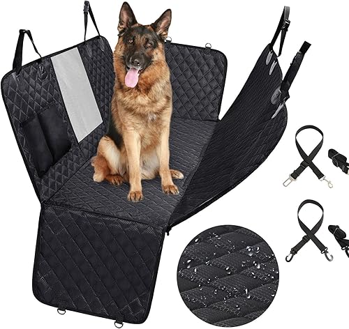 VECELA Fundas de asiento de automóvil para perros, funda impermeable para asiento trasero con ventana de malla, hamaca de automóvil resistente a las