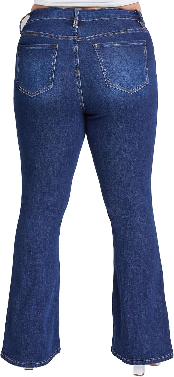 YMI Women's Junior Plus Size Classic Boot Cut Flare Bell Bottom Casual Denim Jeans - Image 3