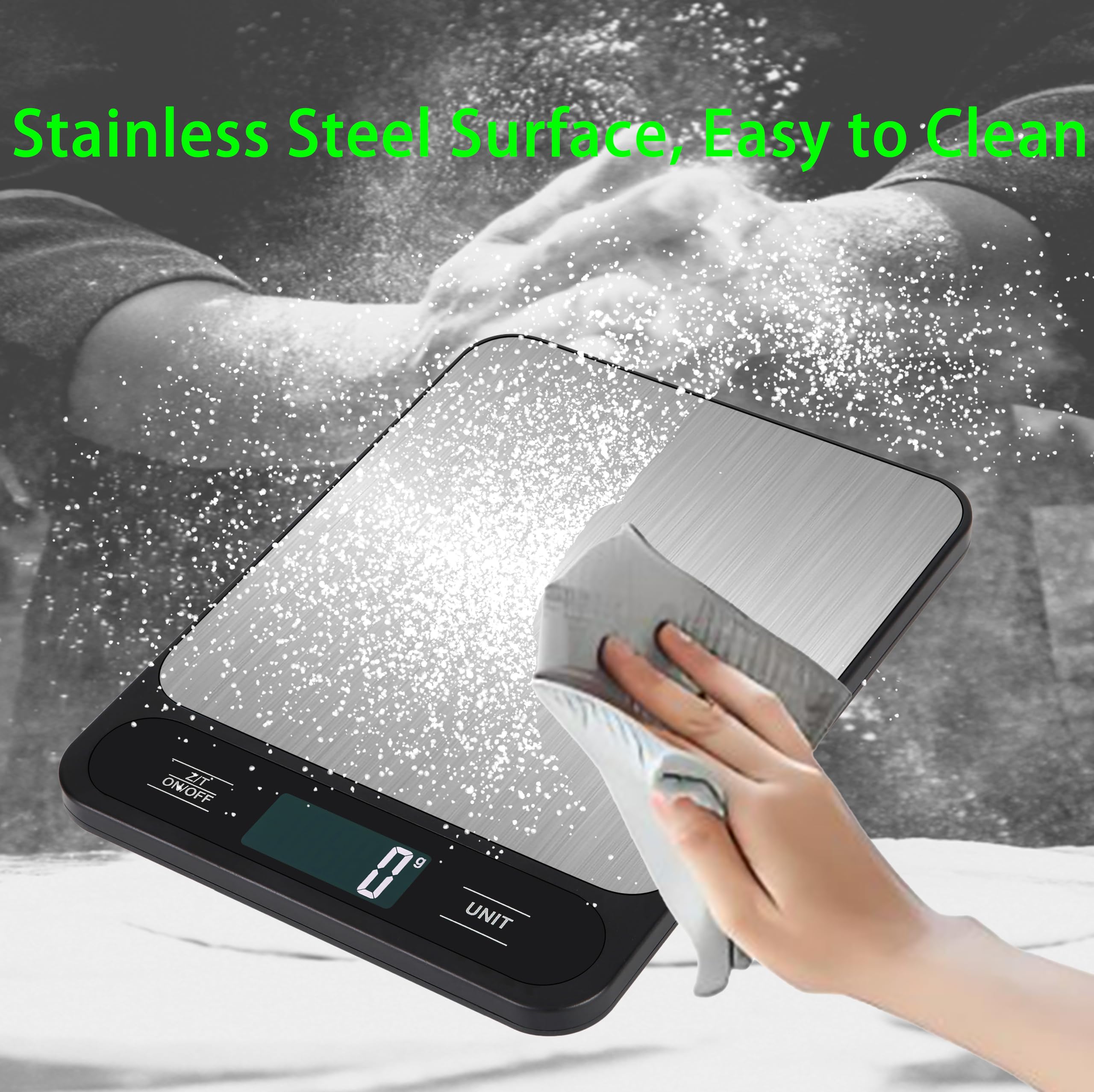 Báscula digital de cocina de 15 kg, báscula de alimentos, peso de alta capacidad en gramos y onzas para hornear, cocinar y preparar comidas, 6 unidades con función de tara, pantalla LCD, acero