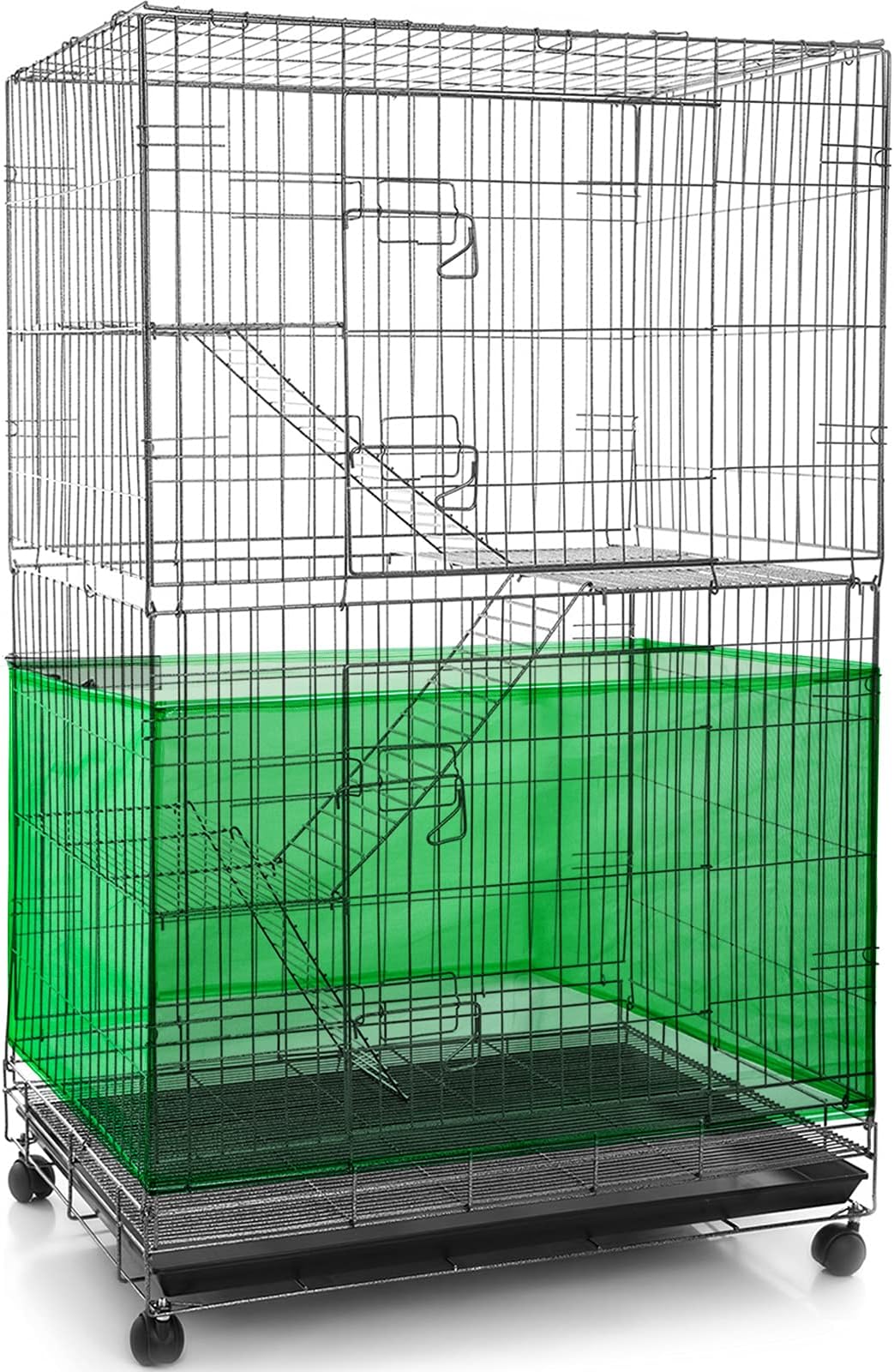 Shappy Large Bird Net, Seed Catcher, Adjustable Soft Airy Mesh, Cage Skirt Guard for Parrot Parakeet Macaw Round Square Cages (118 x 15 Inch/ 300 x 37 cm, Green)