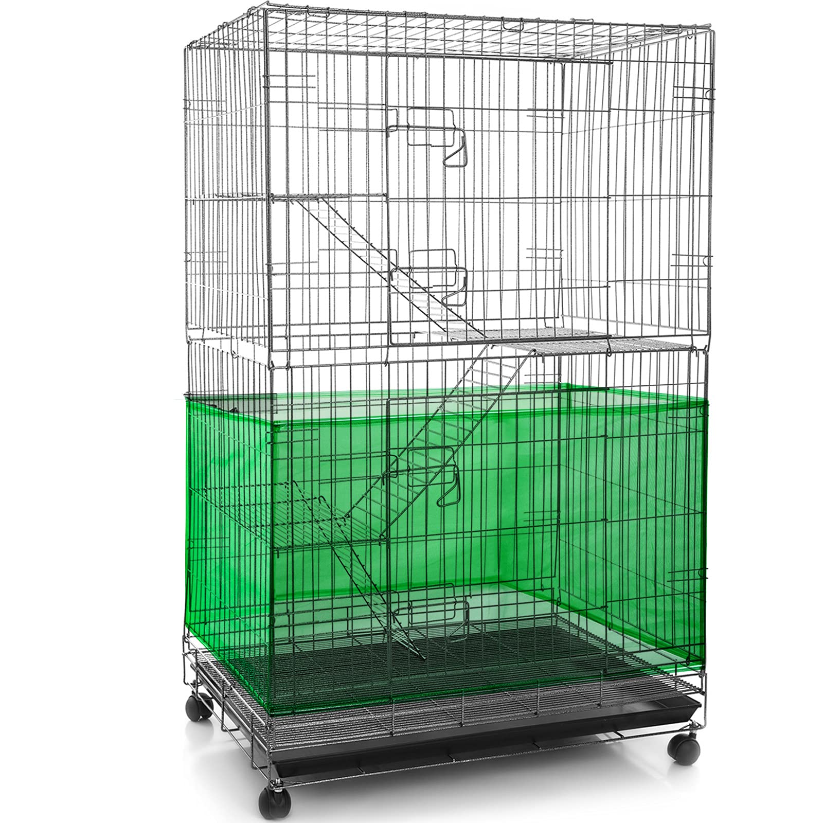 Shappy Large Bird Net, Seed Catcher, Adjustable Soft Airy Mesh, Cage Skirt Guard for Parrot Parakeet Macaw Round Square Cages (118 x 15 Inch/ 300 x 37 cm, Green)