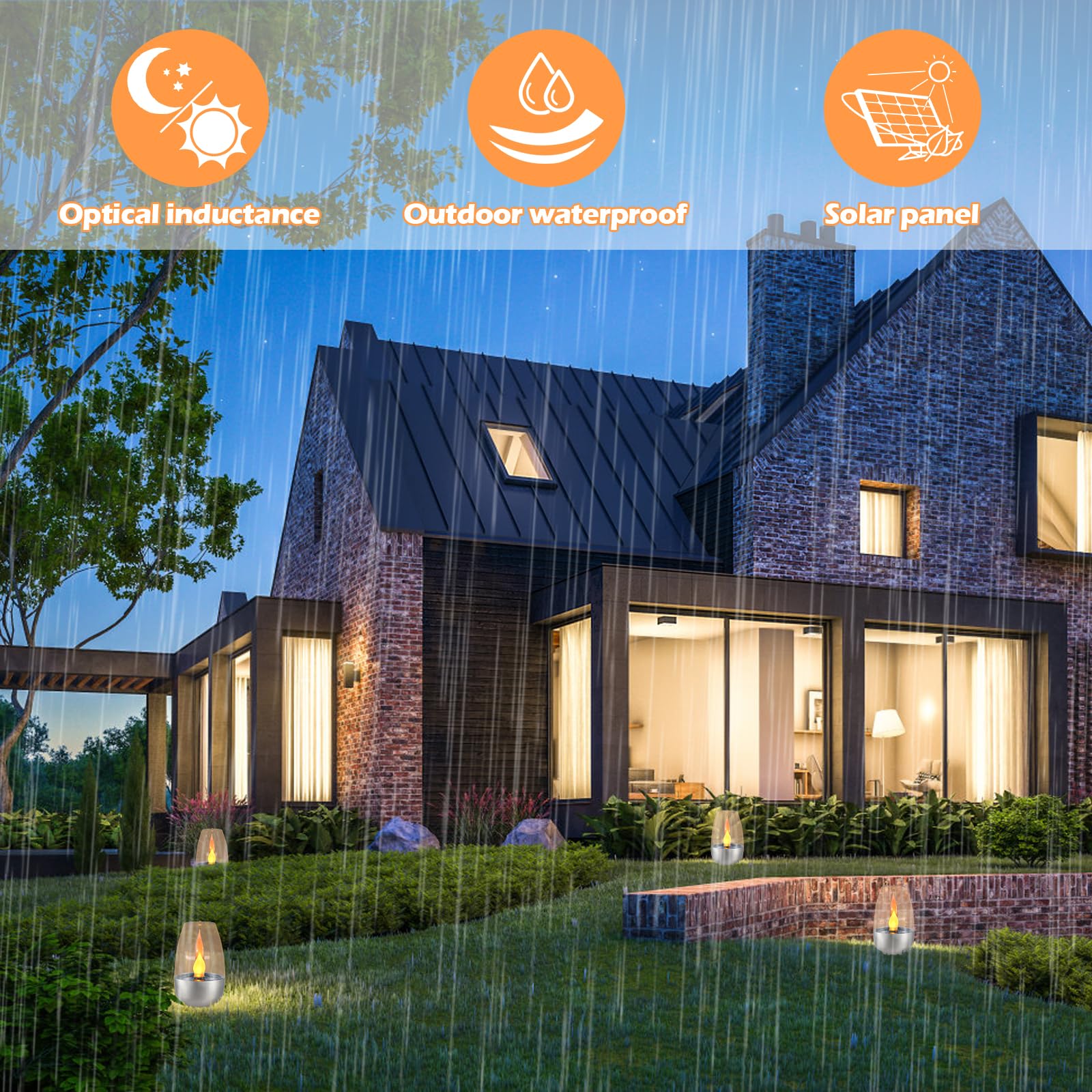 6pcs Velas led efecto llama,Velas led exterior,Velas led recargables,Velas de té LED parpadeantes,Velas de té solares sin llama,Velas solares,para exteriores,jardín,terraza,balcón,decoración