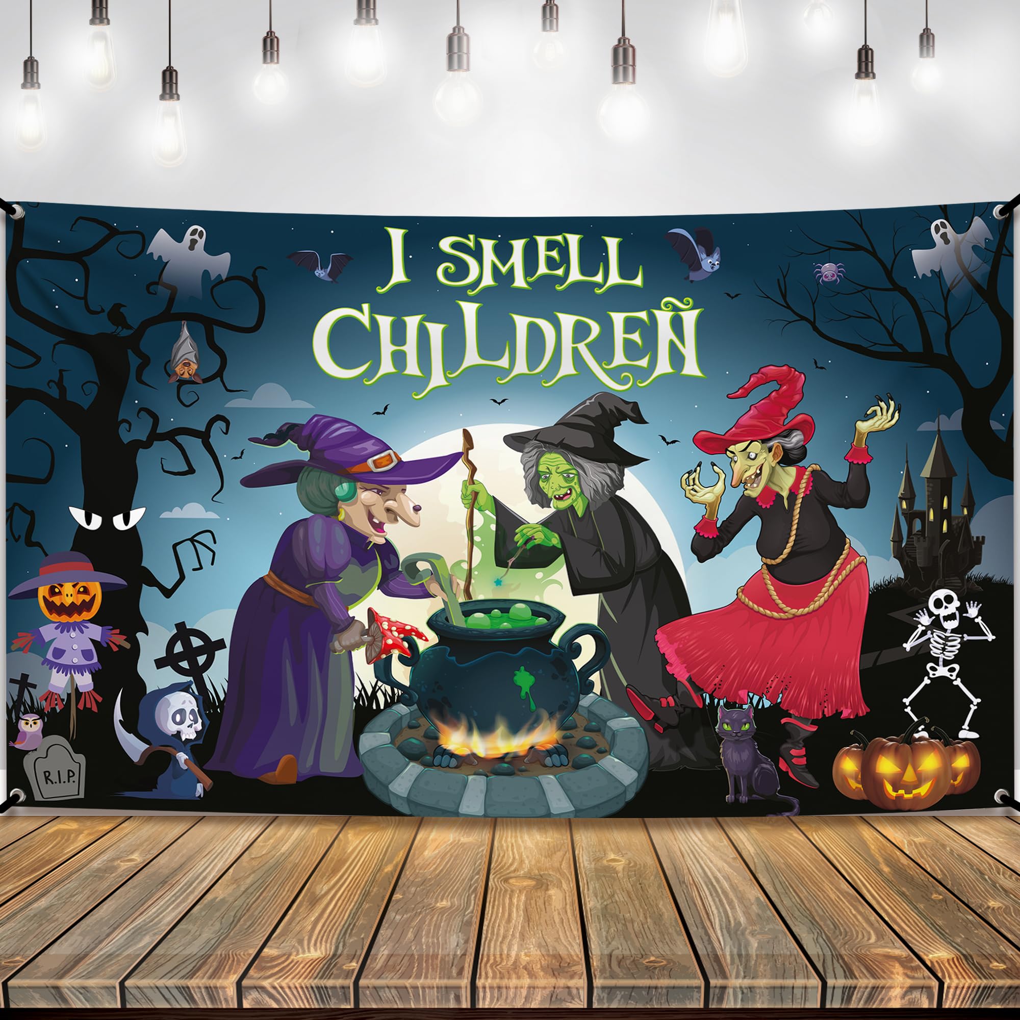 KatchOn, Spooky I Smell Children Banner - XtraLarge 72x44 Inch | Hocus Pocus Photo Backdrop for Witch Halloween Decorations Indoor | Scary Happy Halloween Backdrop for Kids Halloween Party Decorations