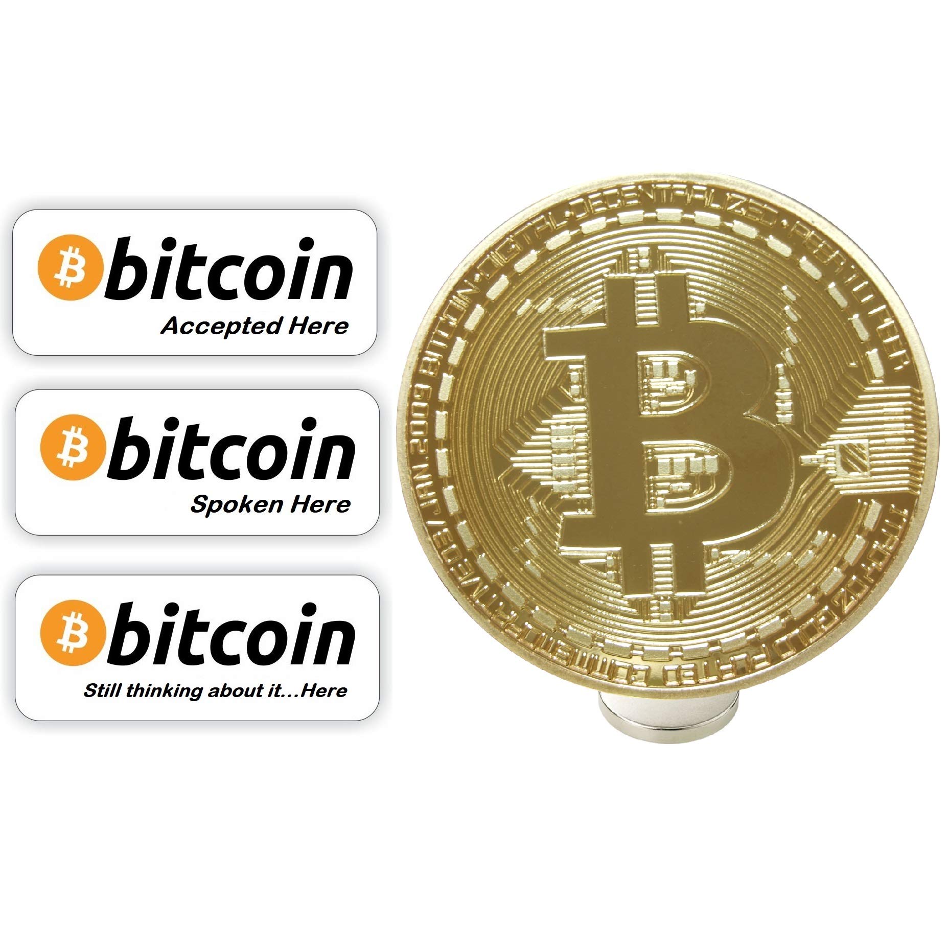 .999 Fine Gold Bitcoin Commemorative Round Collectors Coin - Bit Coin is Gold Plated Copper Physical Coin