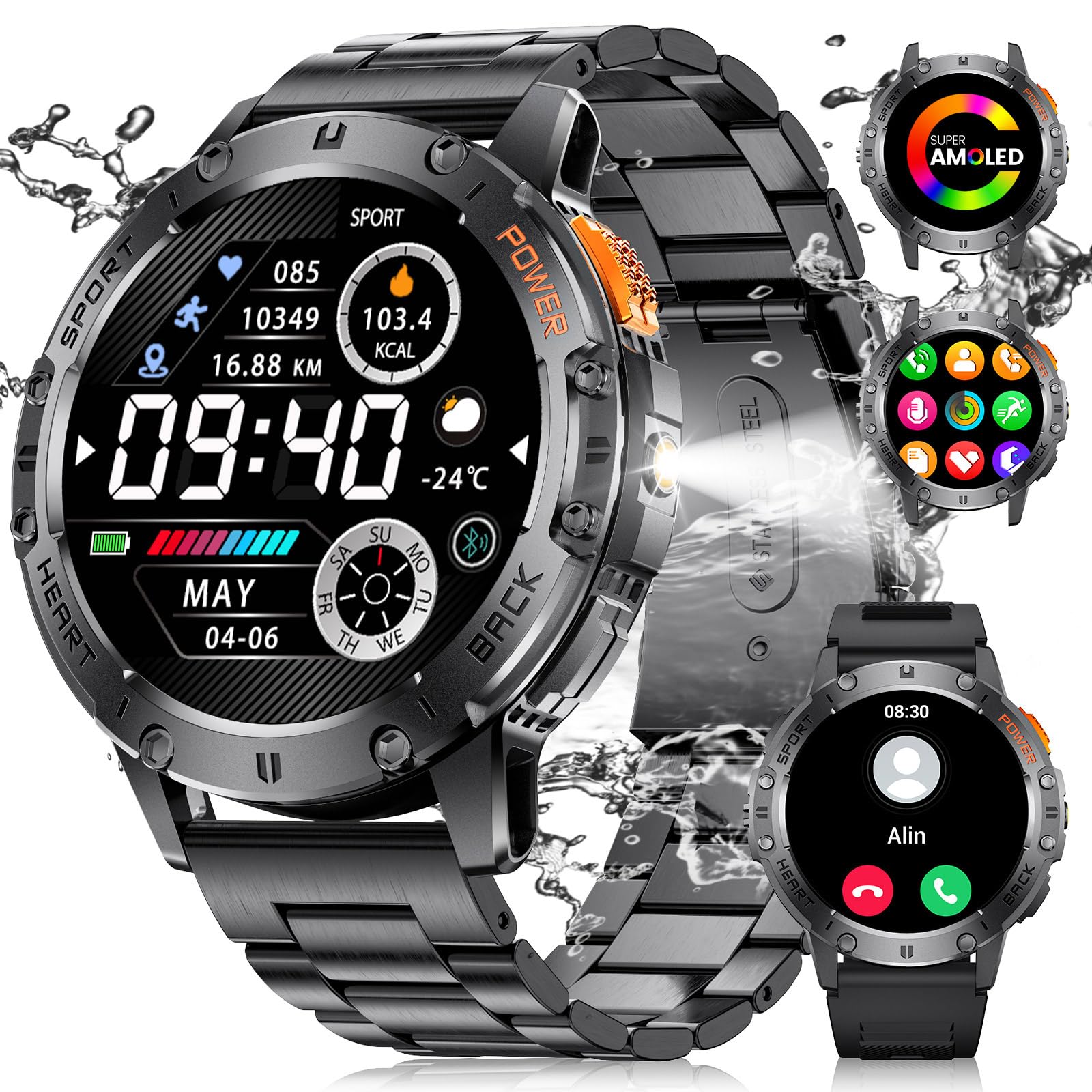 Moniteur Fréquence Cardiaque Montre Connectée Fitness Tracker - Appels, Monitoring Cardiaque 24/7, 114 Sports, étanche IP67 Smartwatch Monitoring Santé SpO2 114 Sports