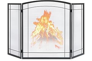 Elegant Modern Foldable Fireplace Screen with Decorative Mesh