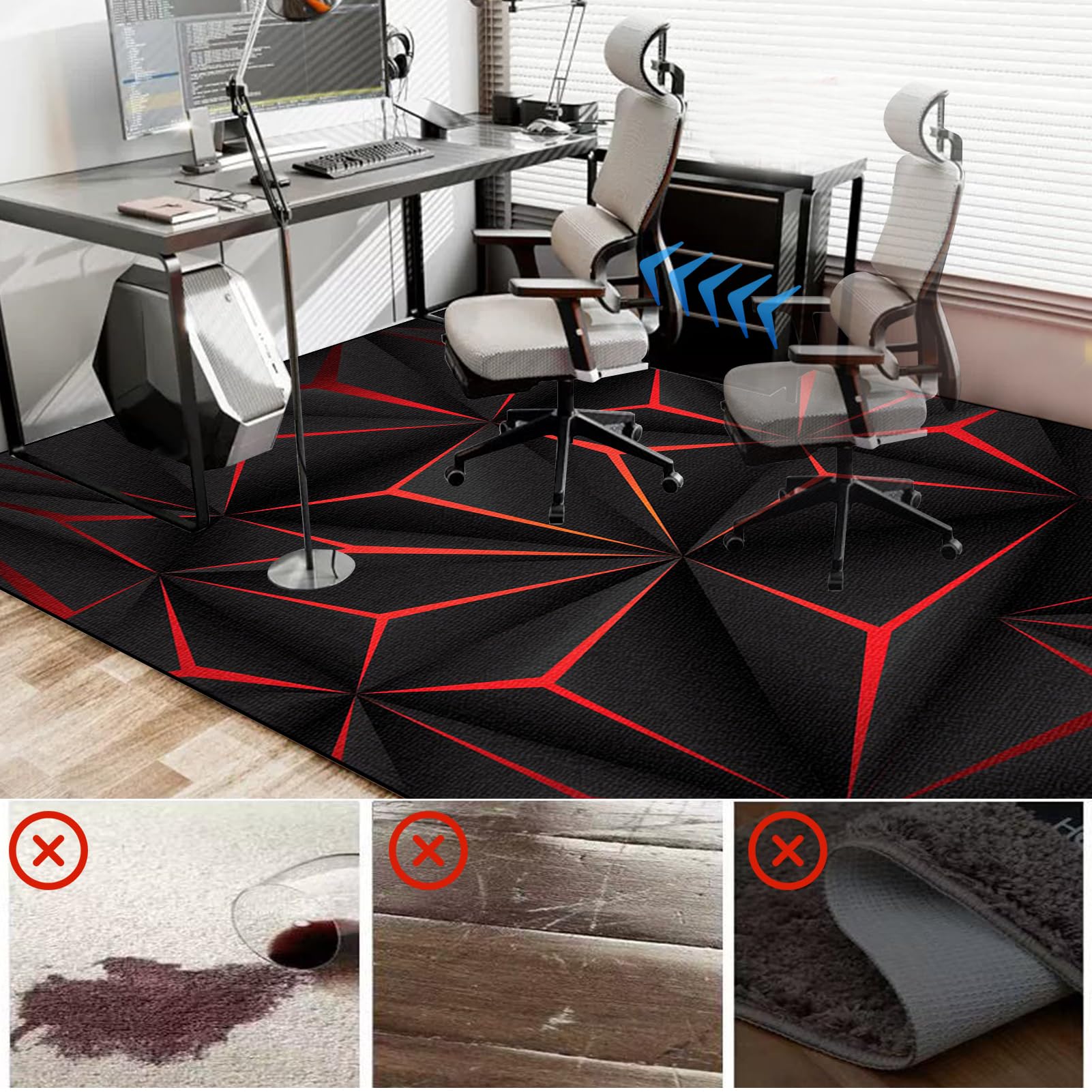 200 x 230 cm Tapis Chaise de Bureau, Tapis Protège Sol sous Chaise Bureau, Tapis de Protection pour Chaises roulettes, Tapis pour Fauteuil, Tapis Gaming Sol pour Sols durs, Tapis Sol Bureau Gaming