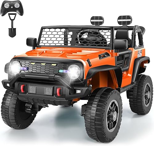 Hikole Camión de paseo de 24 V para niños de 4 a 8 años con control remoto, automóvil eléctrico de 2 plazas para niños, conmutable 4WD2WD, 3