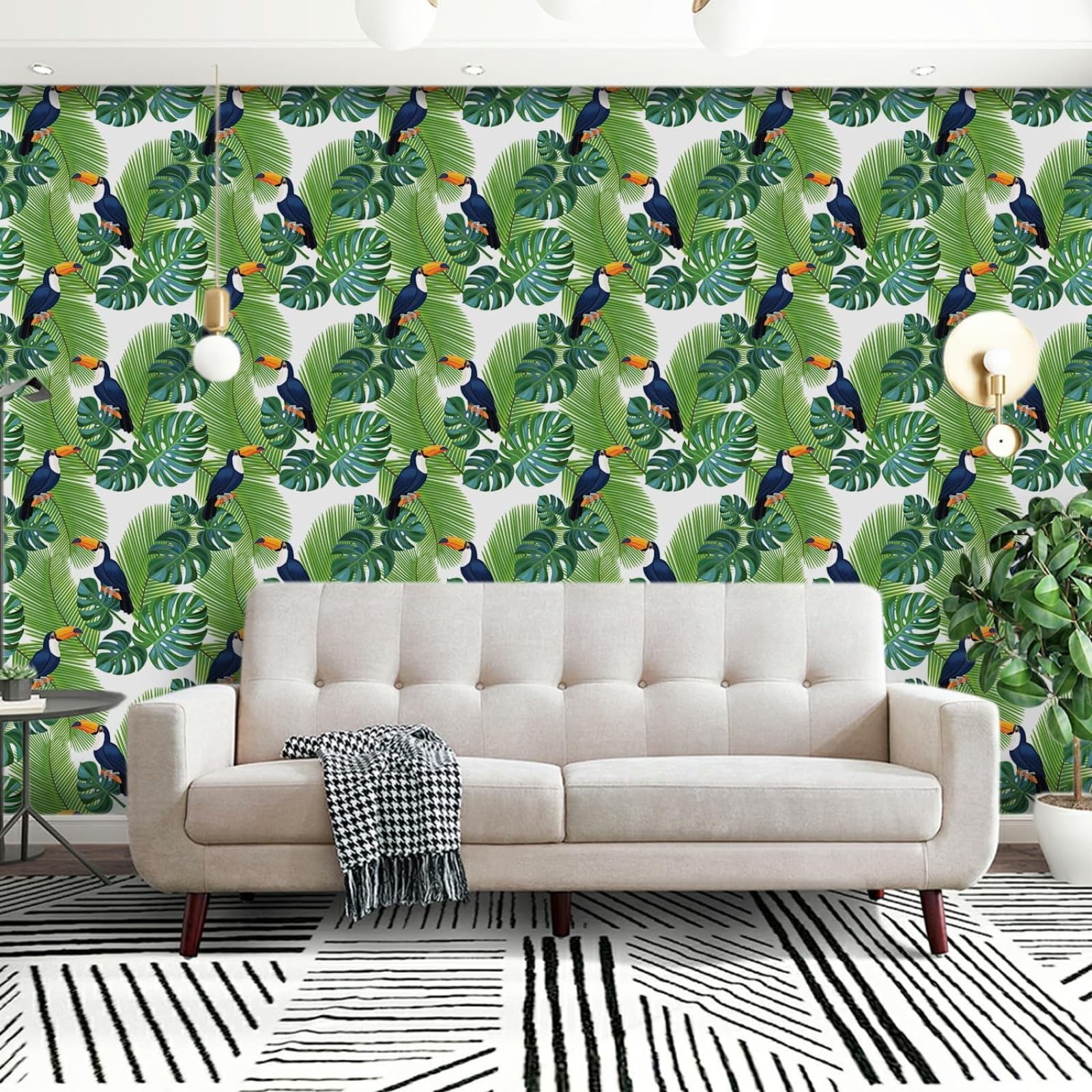 Zahhyg Blue Wallpaper Bird Peel And Stick Self Adhesive Wallpaper For Living Room Waterproof Vinyl, Art Deco Thicken Sticky Back Plastic Removable