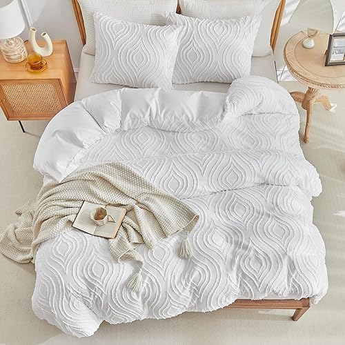 Miniatura 135 de Lekesky Juego de funda de edredón tamaño King, de microfibra suave, bohemio, azteca, azul, bohemio, con cierre de cremallera, lazos en las esquinas