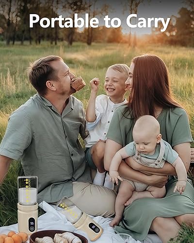 Miniatura 7 de Calentador de biberones portátil, calentador de biberones de viaje, calentador de leche recargable con botella de vidrio para almacenar la fórmula