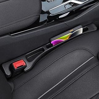 Car Seat Gap Filler, 2 Pack No-Drop Seat Side Gap Seam Filler Organizer with Phone Holder, Universal Fit Fill The Gap Between Seat and Console, Perfect for Car SUV Truck Black
