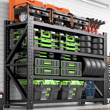Heavy Duty Garage Storage Shelves, 71" Wide Metal Shelving Unit, 6000LBS Capacity, 4-Tier Adjustable Industrial Rack for Warehouse Basement Shop, 71" W x 24" D x 69" H