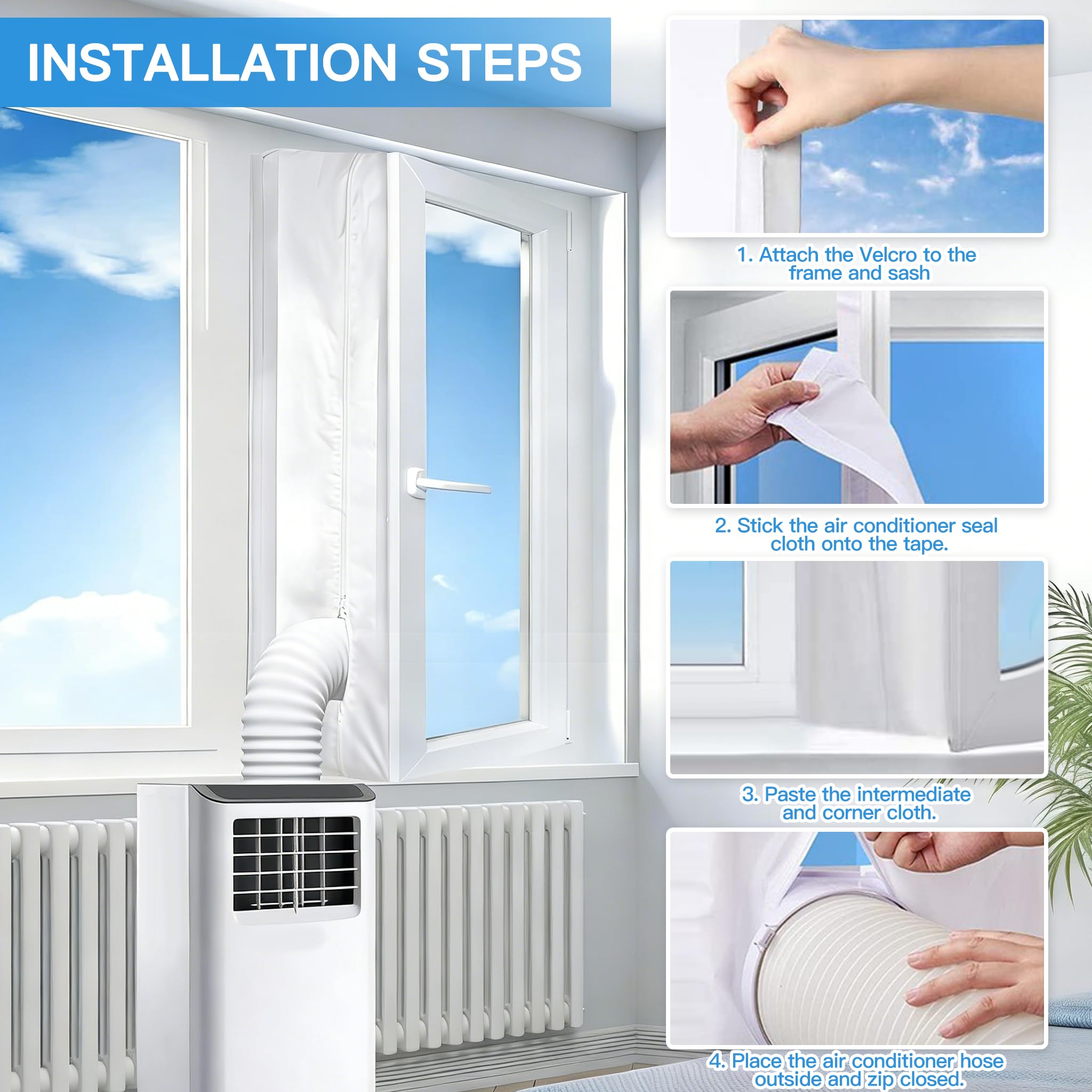 Guarnizione per Finestra per Condizionatore D'aria, Guarnizione Universale Finestre Per Condizionatore, Portatile Climatizzatore per Finestre Kit per Finestre a Battente, Lucernari (4m)
