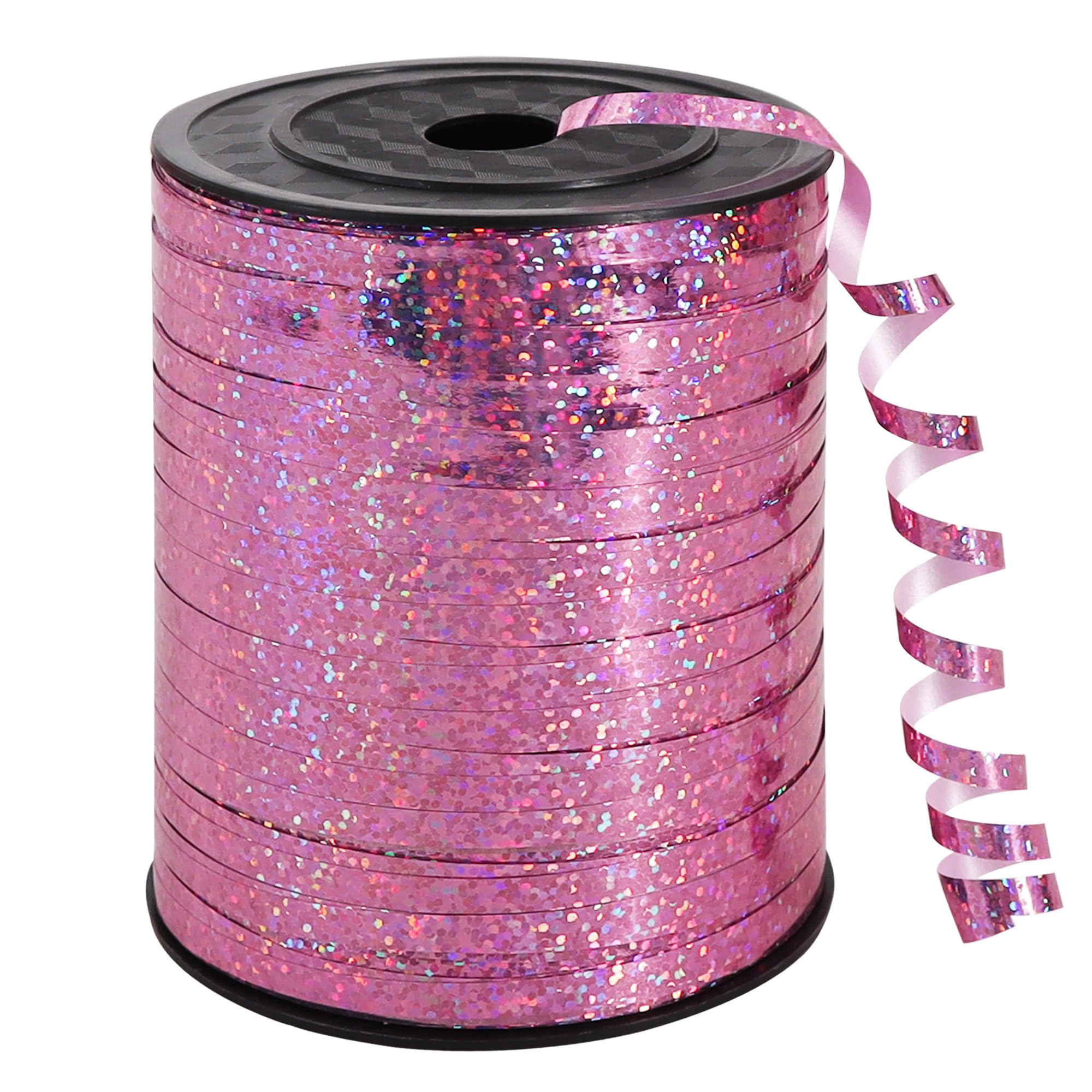 BEISHIDA 500 Yards Pink Ribbon Crimped Curling, Balloon String Shiny Metallic Roll for Gift Wrapping Ribbon Birthday Valentines Mother's Day Wedding Anniversary Party Decorations