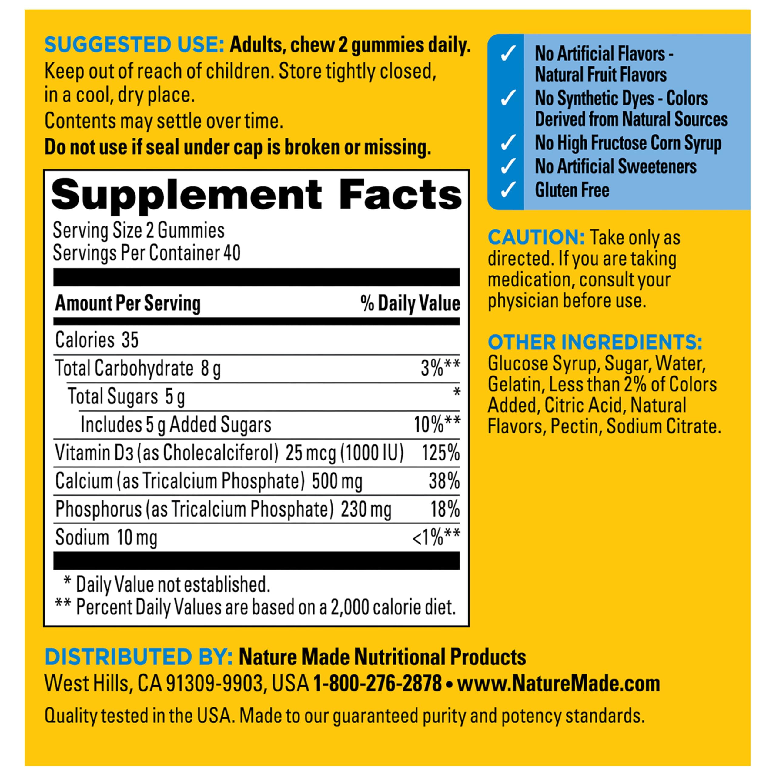 Nature Made Calcium Gummies 500 mg per Serving with Vitamin D3, 80 Gummies — Amazon image 9