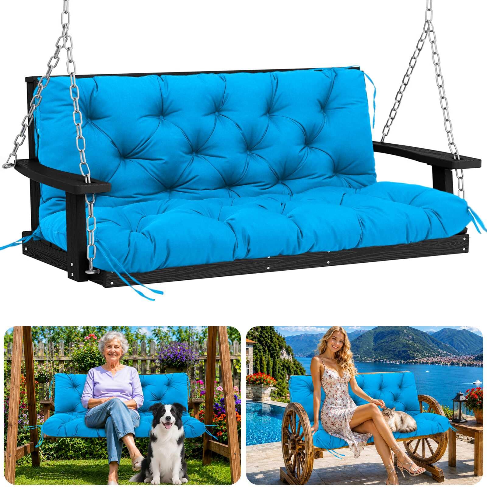 Photo 1 of Boaisdus 70" Porch Swing Cushions Outdoor, 5" Thick Waterproof 2-3 Seater