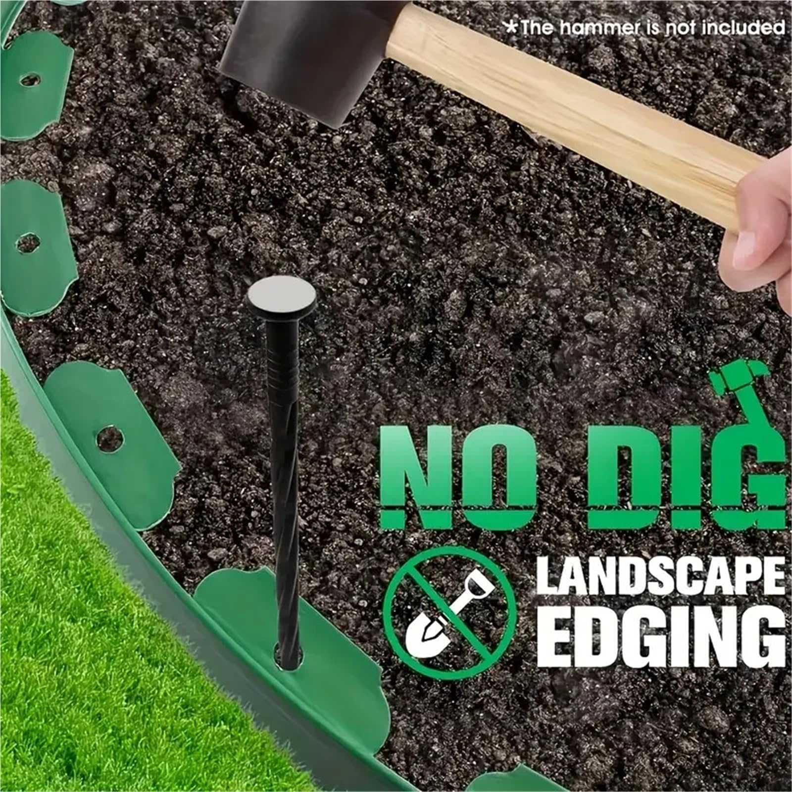 Lawn Edging Bordo paesaggistico del bordo prato a forma di L da 10 m for la separazione della pavimentazione in ghiaia dell'erba Barriera giardino fai te