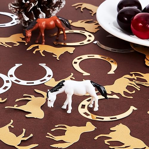 Miniatura 4 de Gejoy 800 piezas de decoración de confeti de herradura, decoración de fiesta de caballo, accesorios temáticos de caballo vaquero, confeti con