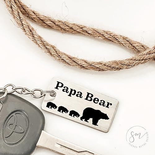 Miniatura 4 de Papa Bear Gift Papa Bear Keychain Papa Keychain Gift for Papa Bear Gift Idea Keychain Papa Birthday Papa Christmas Papa Father's Day Gift