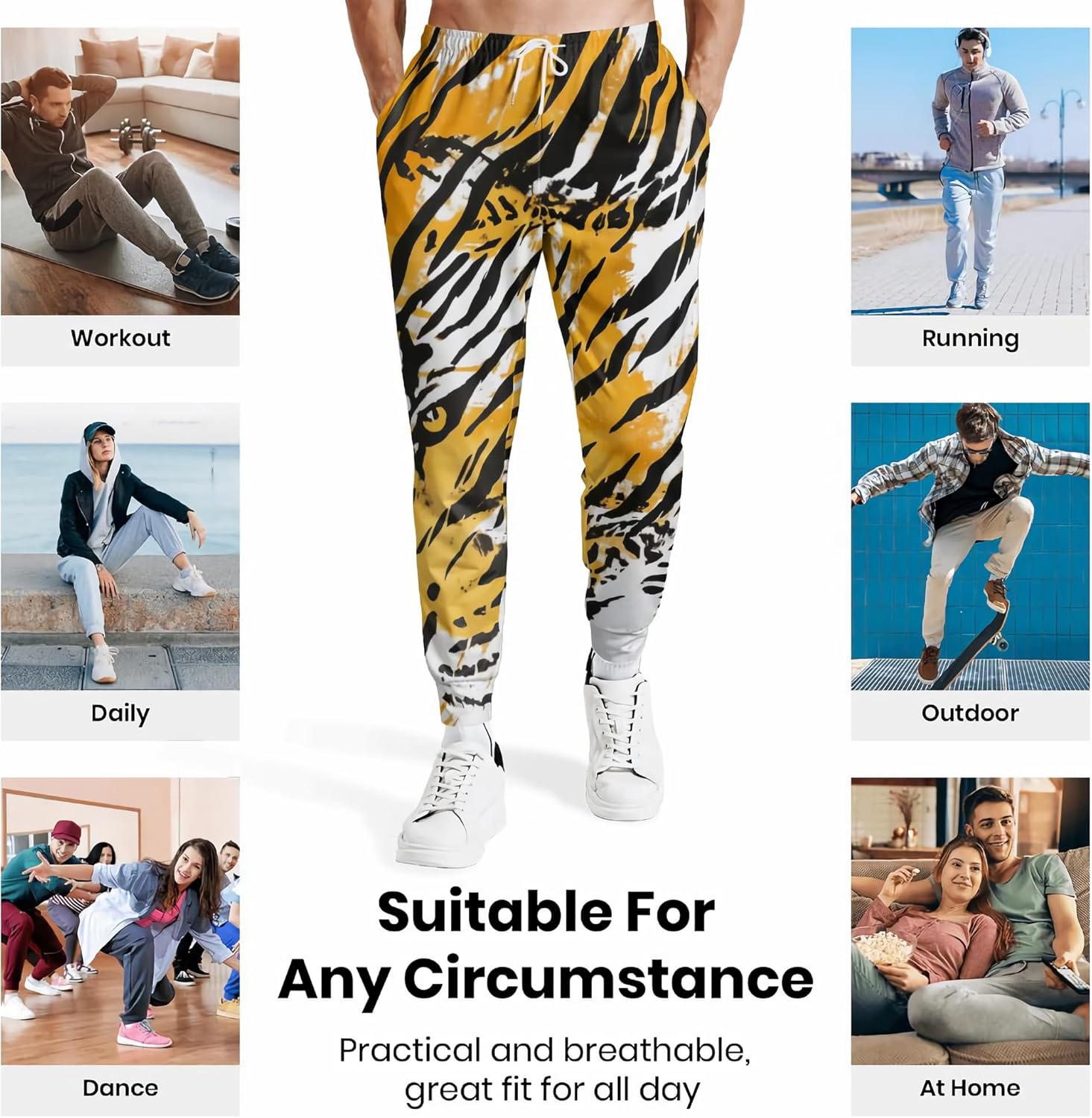 Men's Athletic Jogger Pants Lightweight Sweatpants Casual Pants with Pockets for Running Workout 80s 90s Party Rave Outfit - Image 5